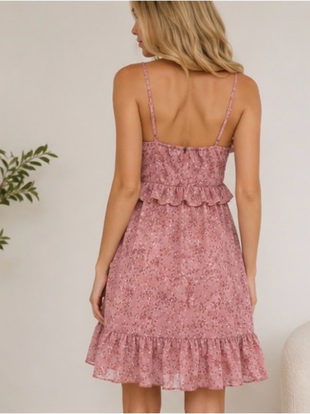 Thirty Thirty Allison Kelly Floral Ruffle Mini Dress Pink - Picture 5 of 5